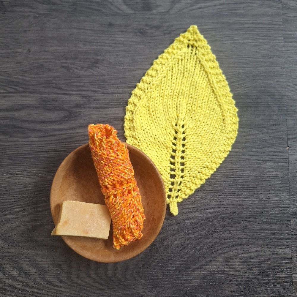 Hand Knit Leaf Cloths (Set Of 2)